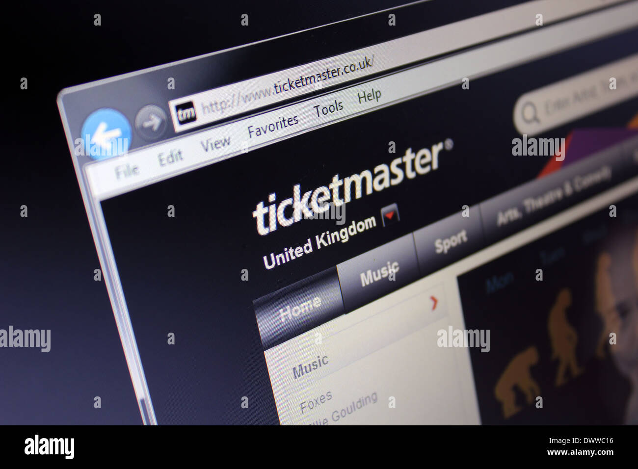ticketmaster website Stock Photo Alamy
