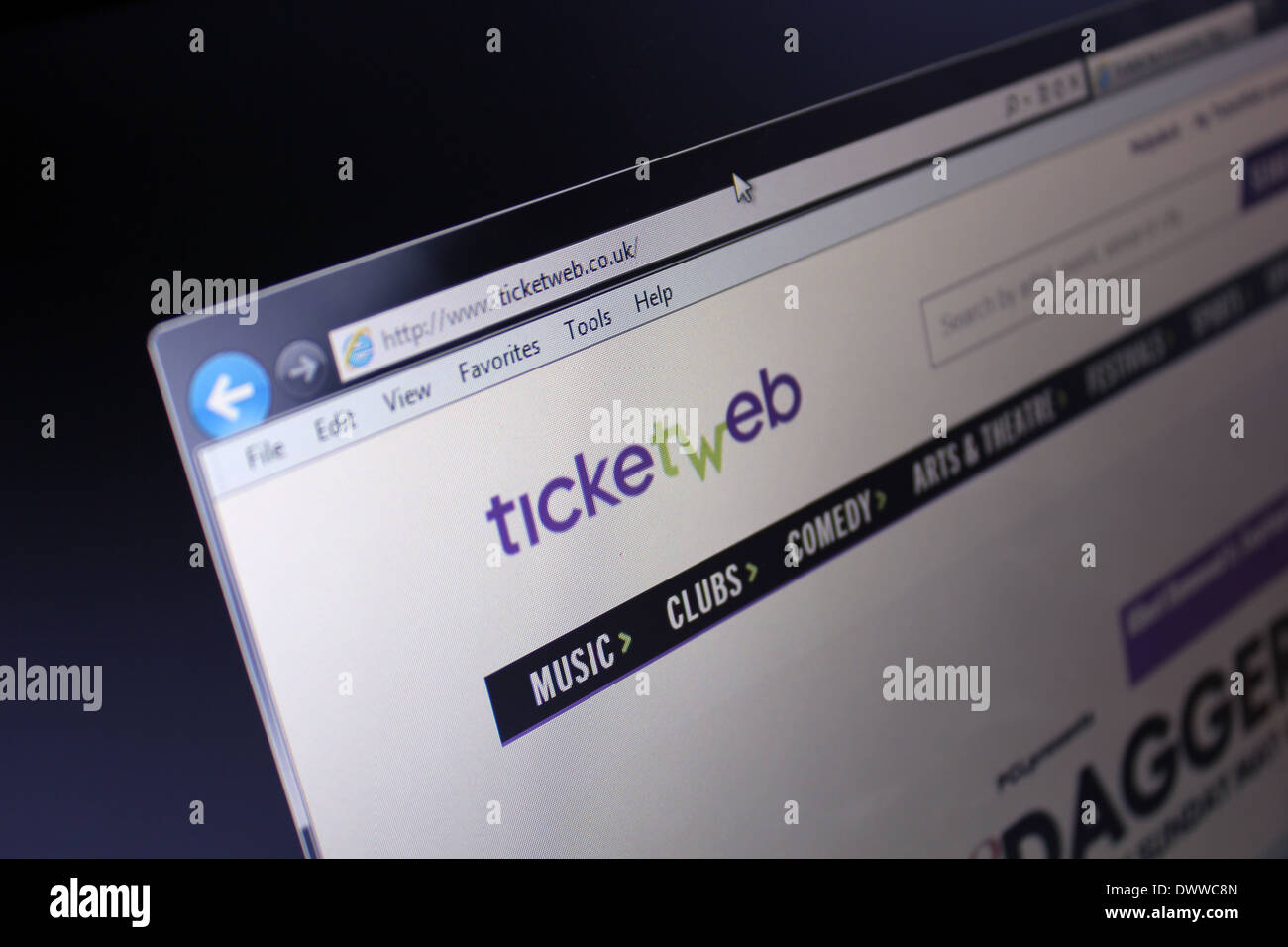 ticketweb website Stock Photo Alamy