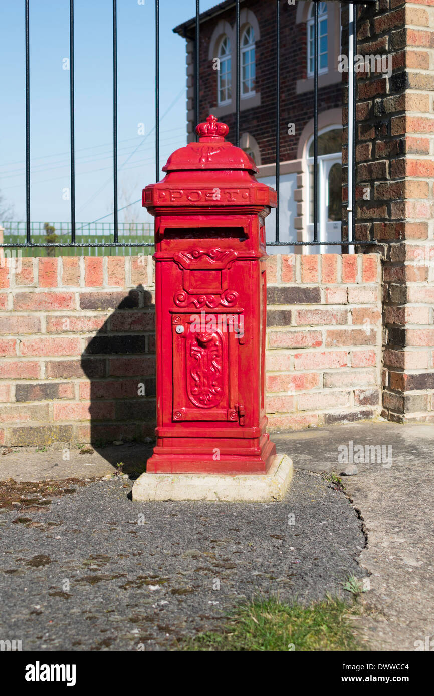 An elaborate 19th Century cast iron Post Box on display at Skinningrove Mining Museum Stock Photo