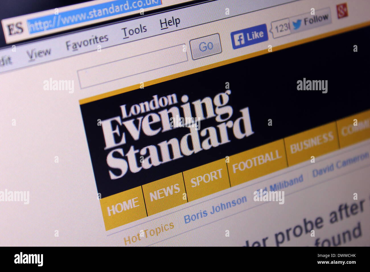 London Evening Standard website Stock Photo Alamy