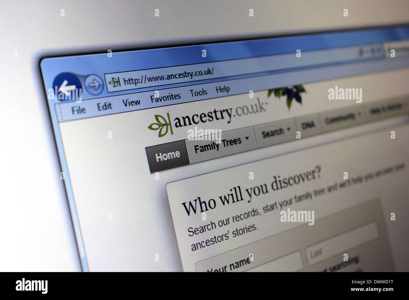 ancestry.co.uk website Stock Photo