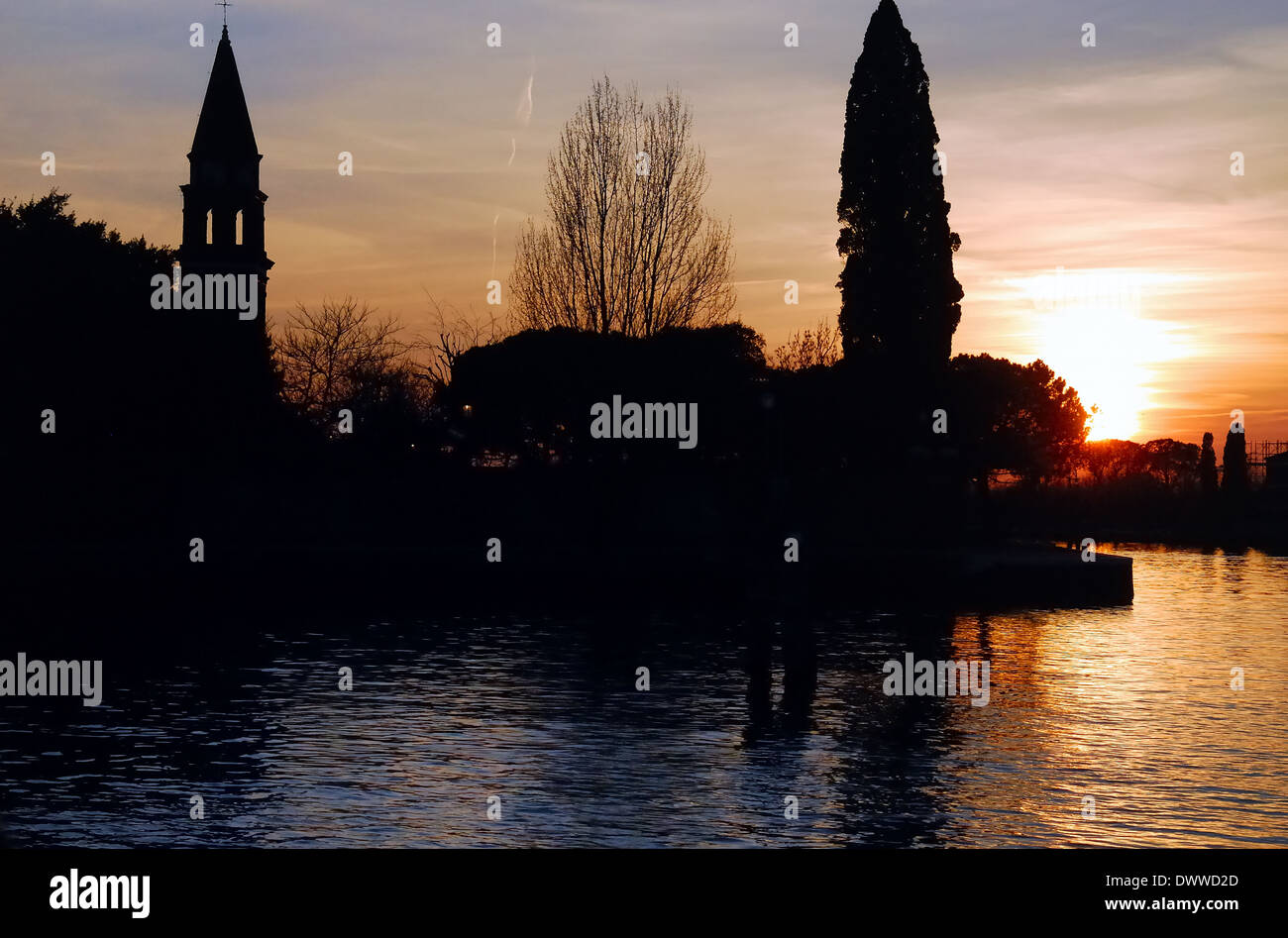 Island of Burano, Venice lagoon : the sunset Stock Photo - Alamy