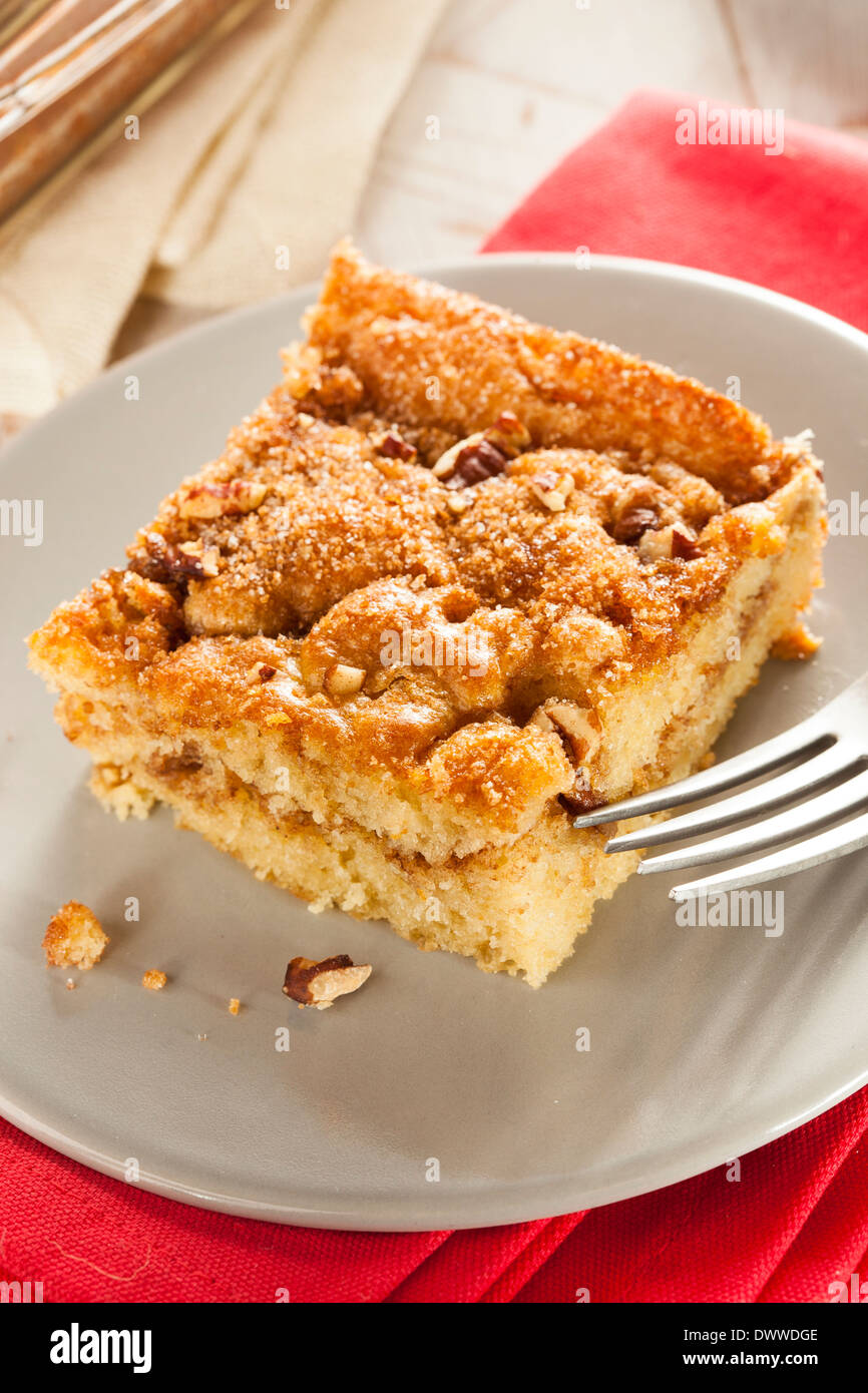 Homemade Coffee Cake with Cinnamon and Nuts Stock Photo