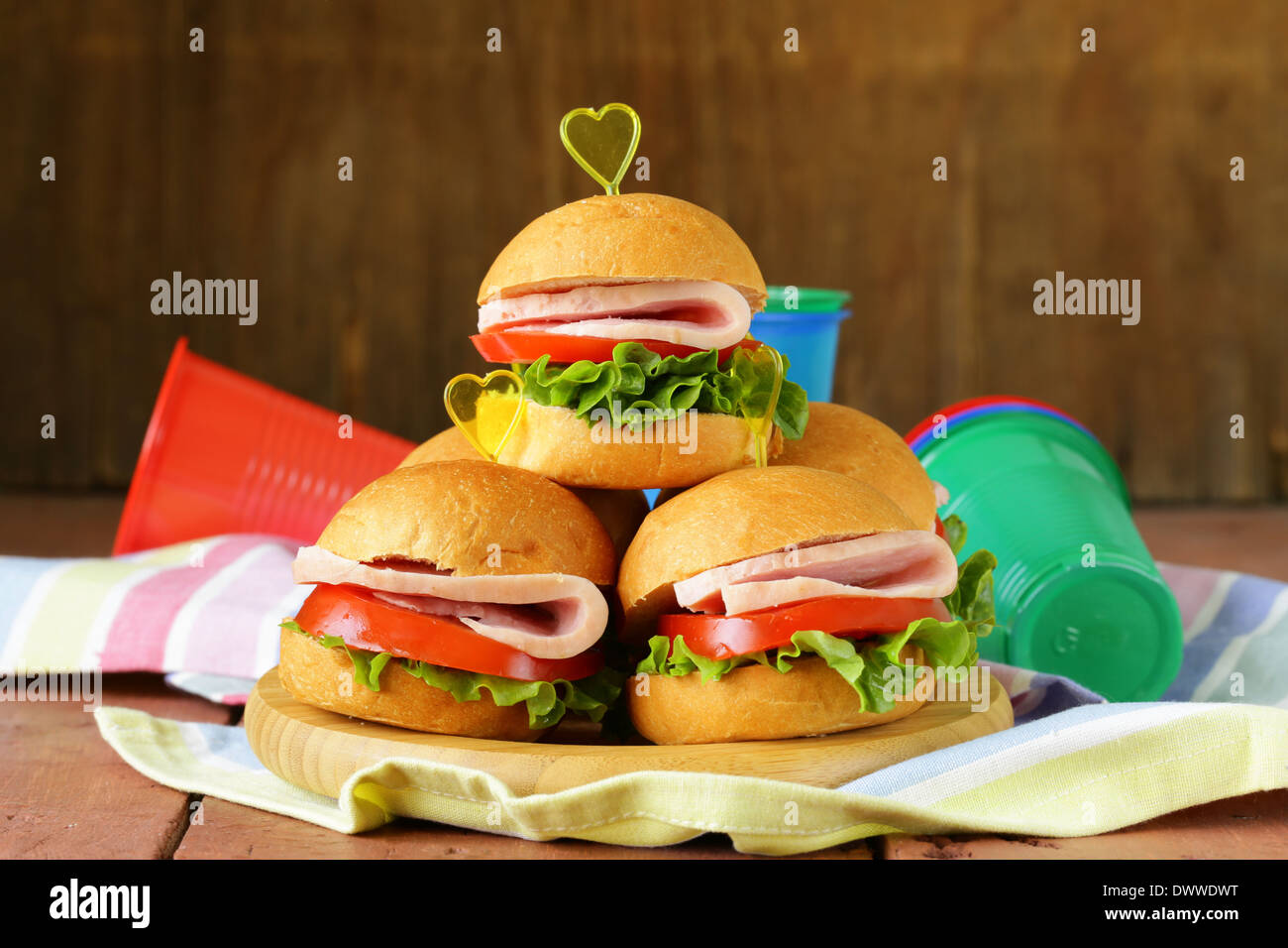 mini burgers with ham and vegetables snacks for parties and picnics