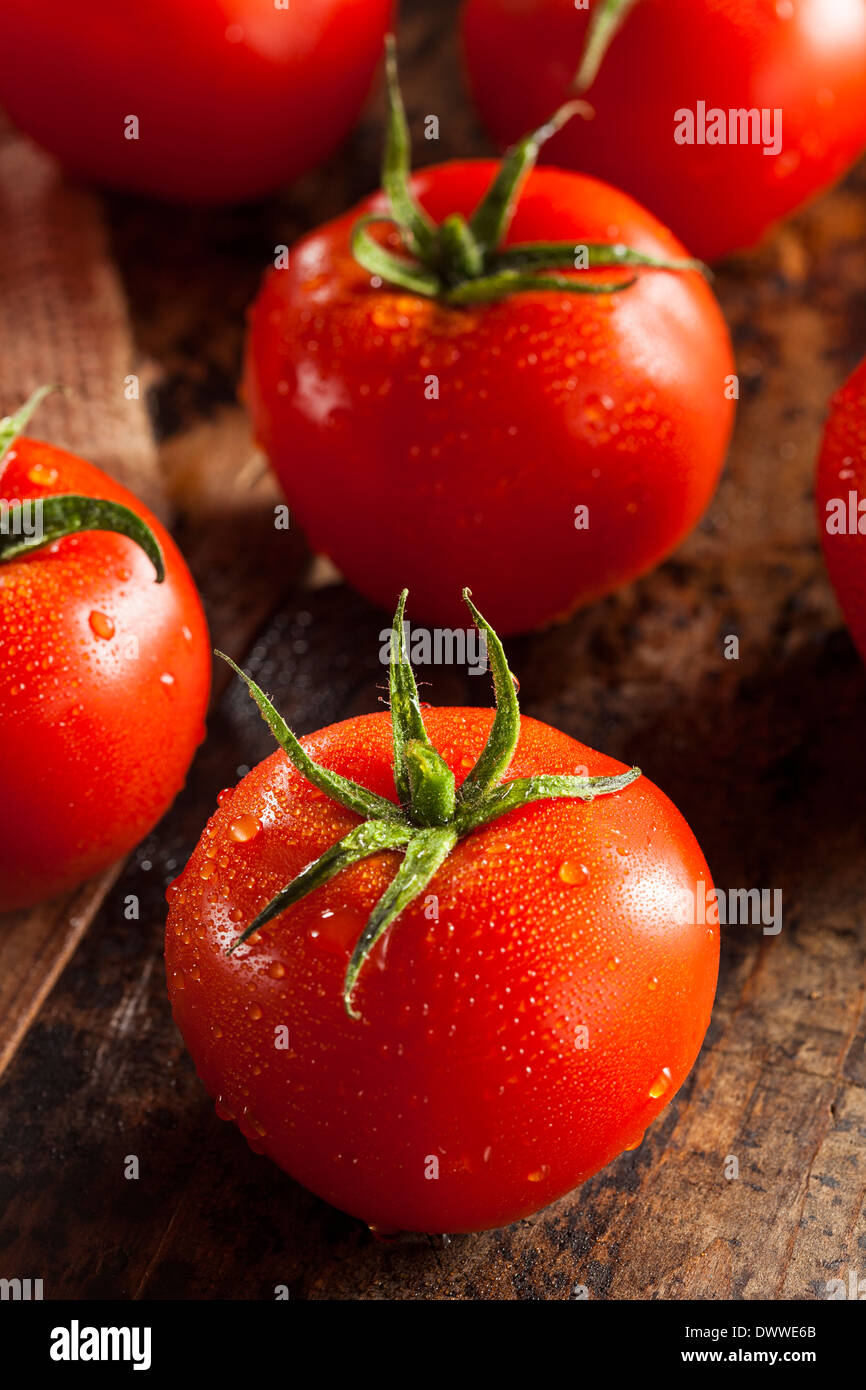 Organic Red Ripe Tomatoes on the Vine Stock Photo - Alamy