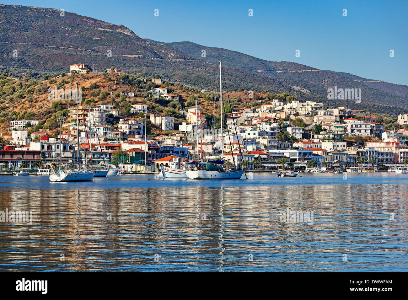 The beautiful Galatas across Poros island, Greece Stock Photo