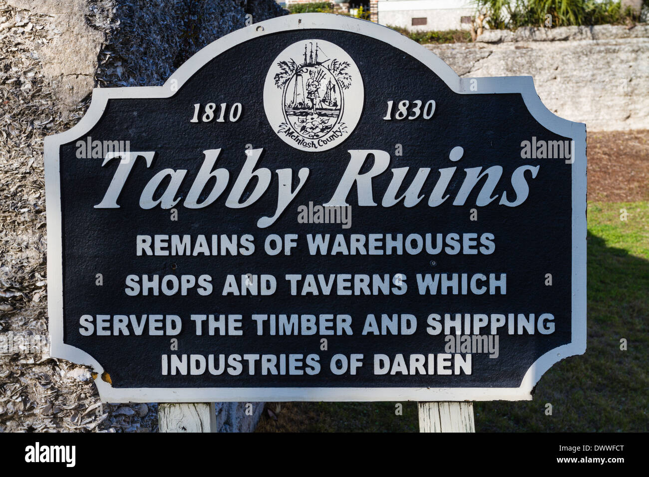 Tabby warehouse ruins in Darien, Georgia. Stock Photo
