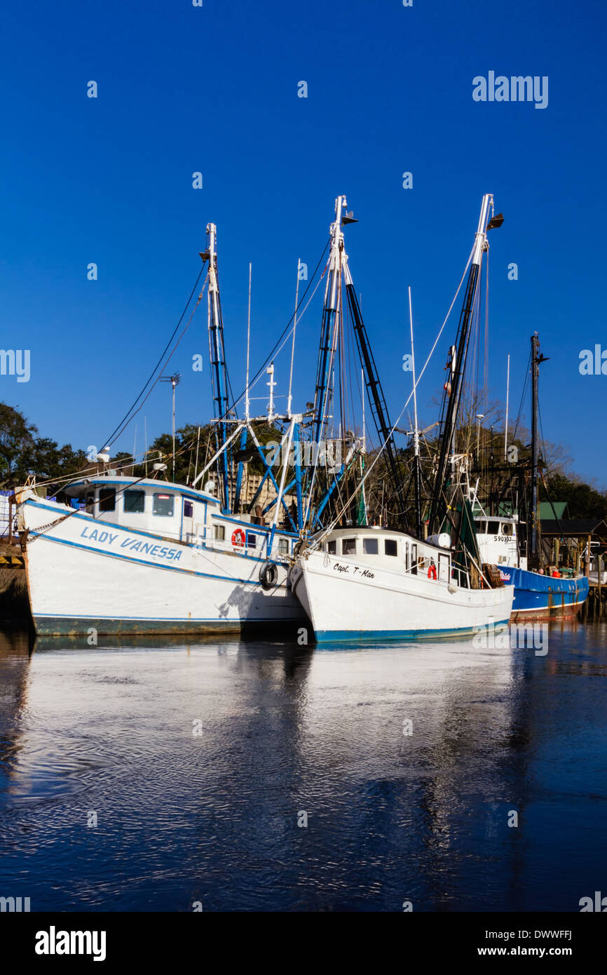 Shrimp Boats on the Altamaha River, Darien, Geogria Stock Photo