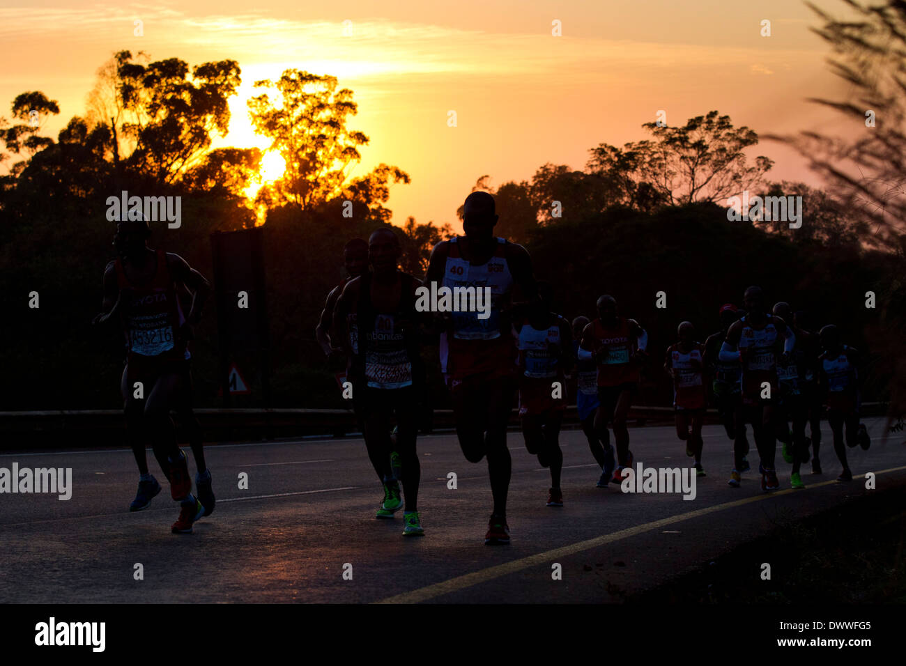 Runners head up Fields Hill during the Comrades Marathon, 2 June 2013. The Comrades is run between the cities of Durban and Stock Photo