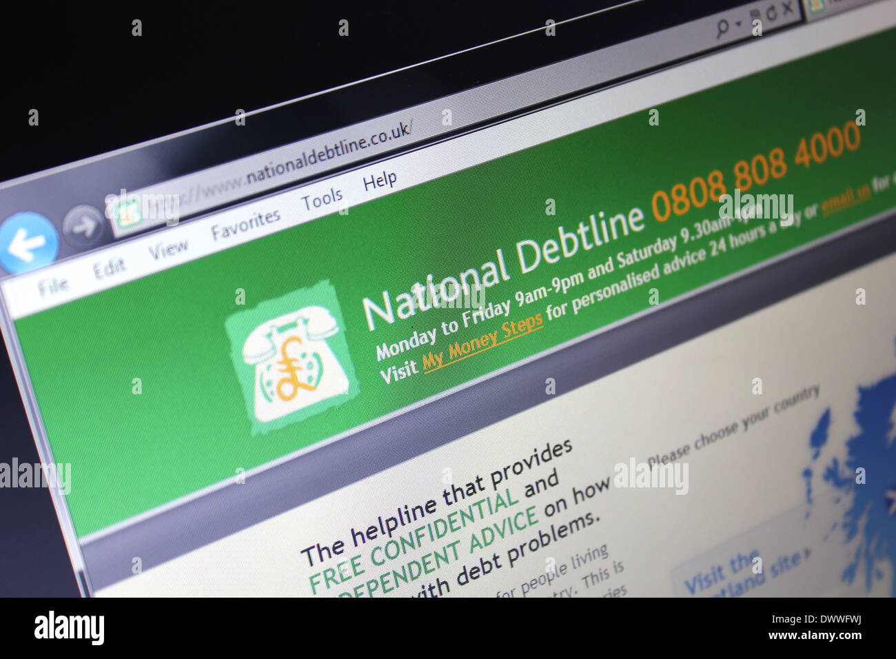 National Debtline website Stock Photo - Alamy