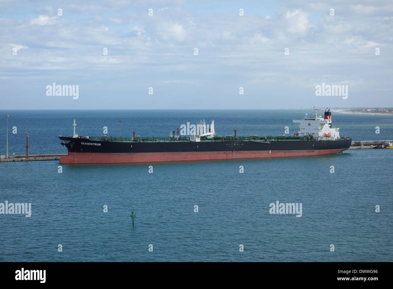 Super tanker mv Seanostrum alongside in Livorno harbor Italy Stock Photo