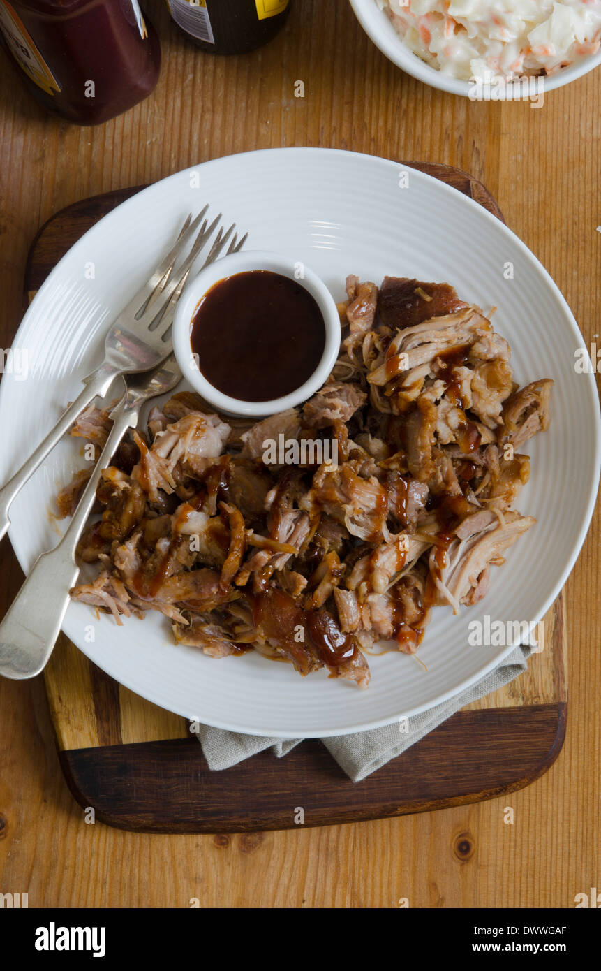 Pulled pork with barbecue sauce Stock Photo - Alamy