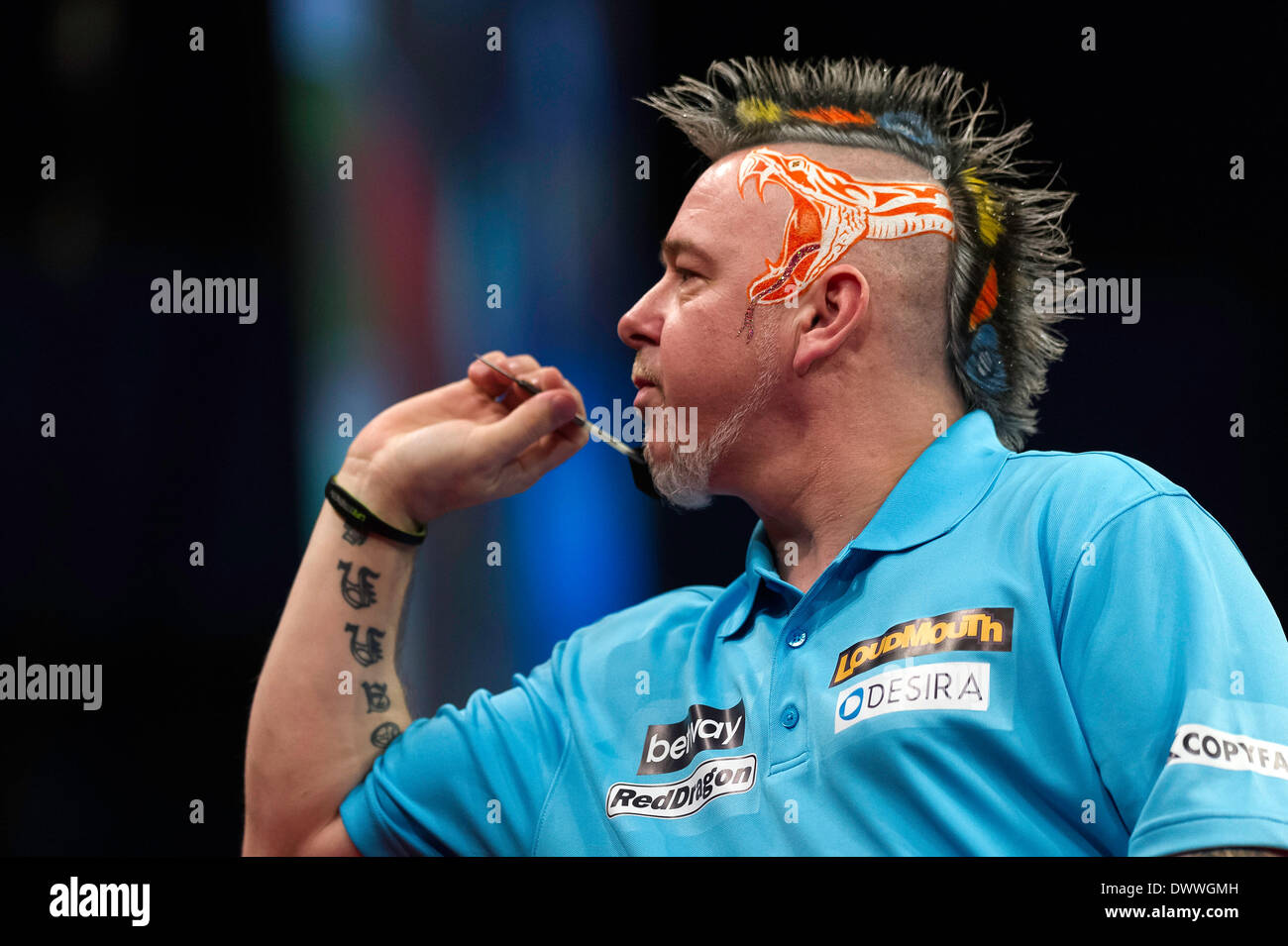 Nottingham, UK. 13th Mar, 2014. Peter 'Snake Bite' Wright during Night