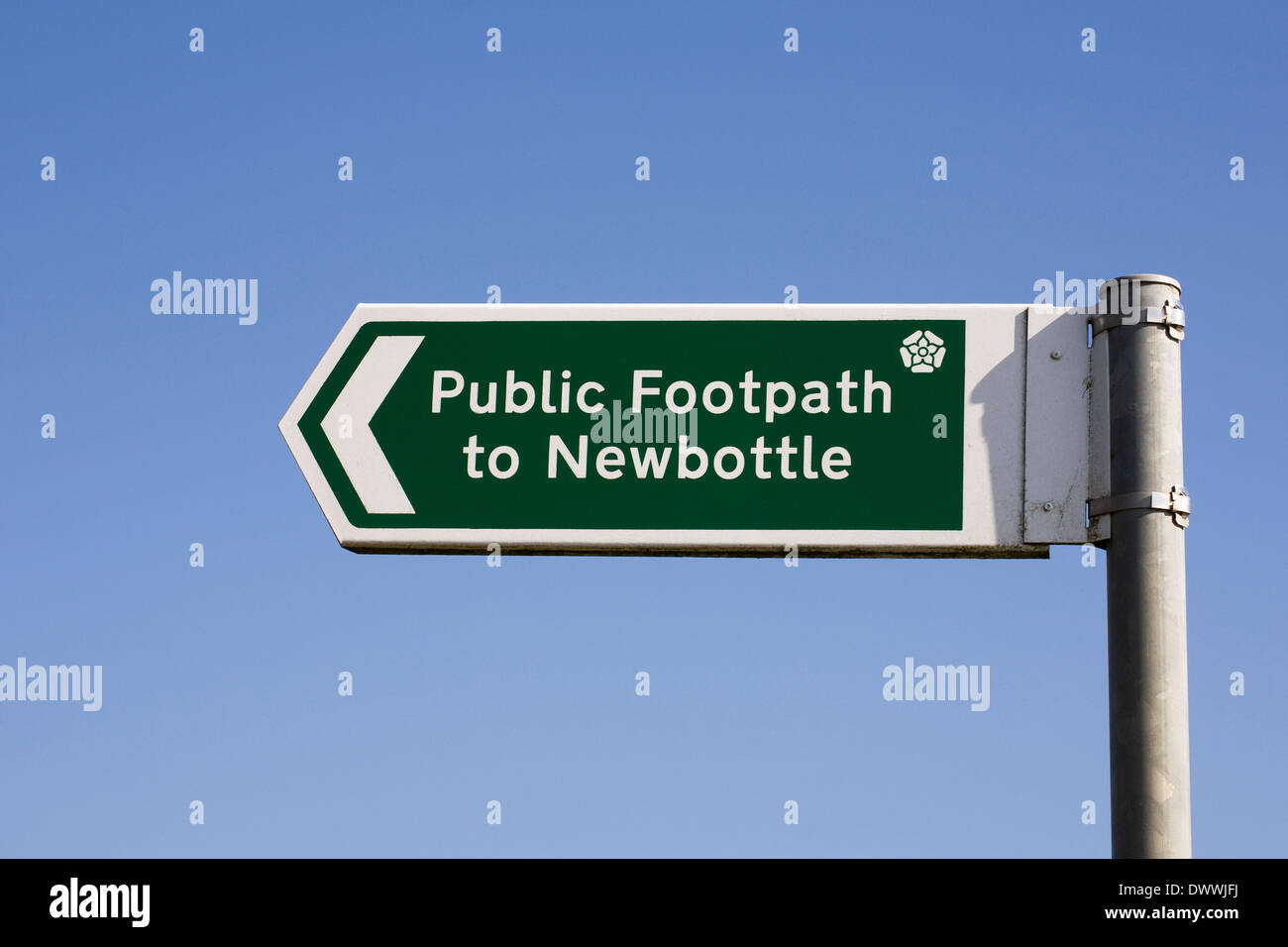 Public footpath signpost in the UK. Stock Photo