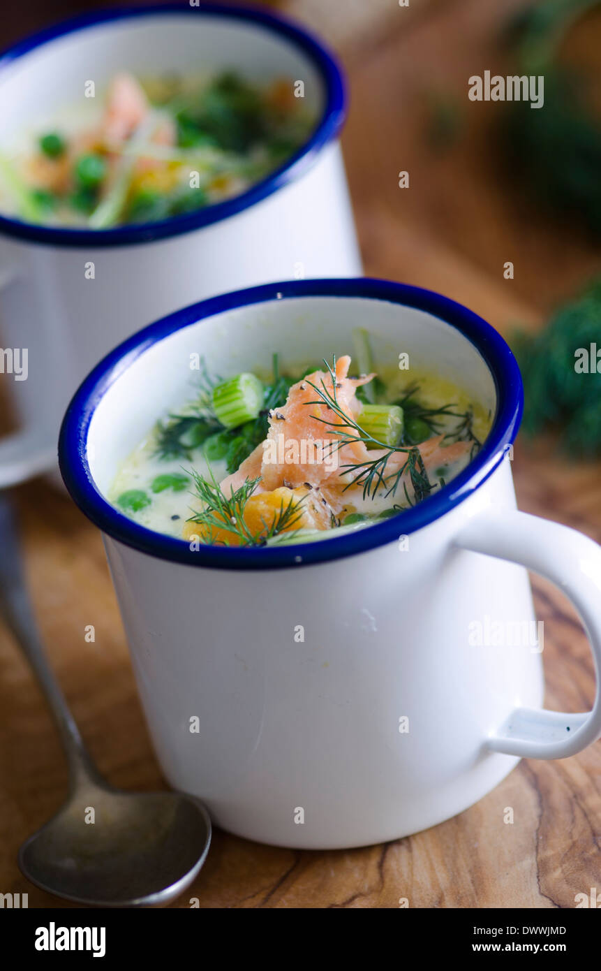 Haddock and squash chowder Stock Photo Alamy