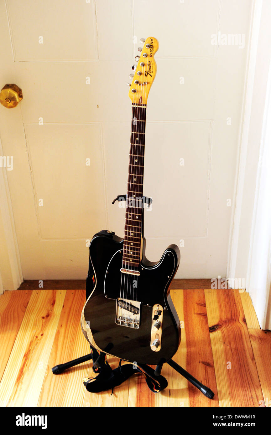 1978 Fender USA Custom Colour Black Telcaster elctric guitar Stock Photo