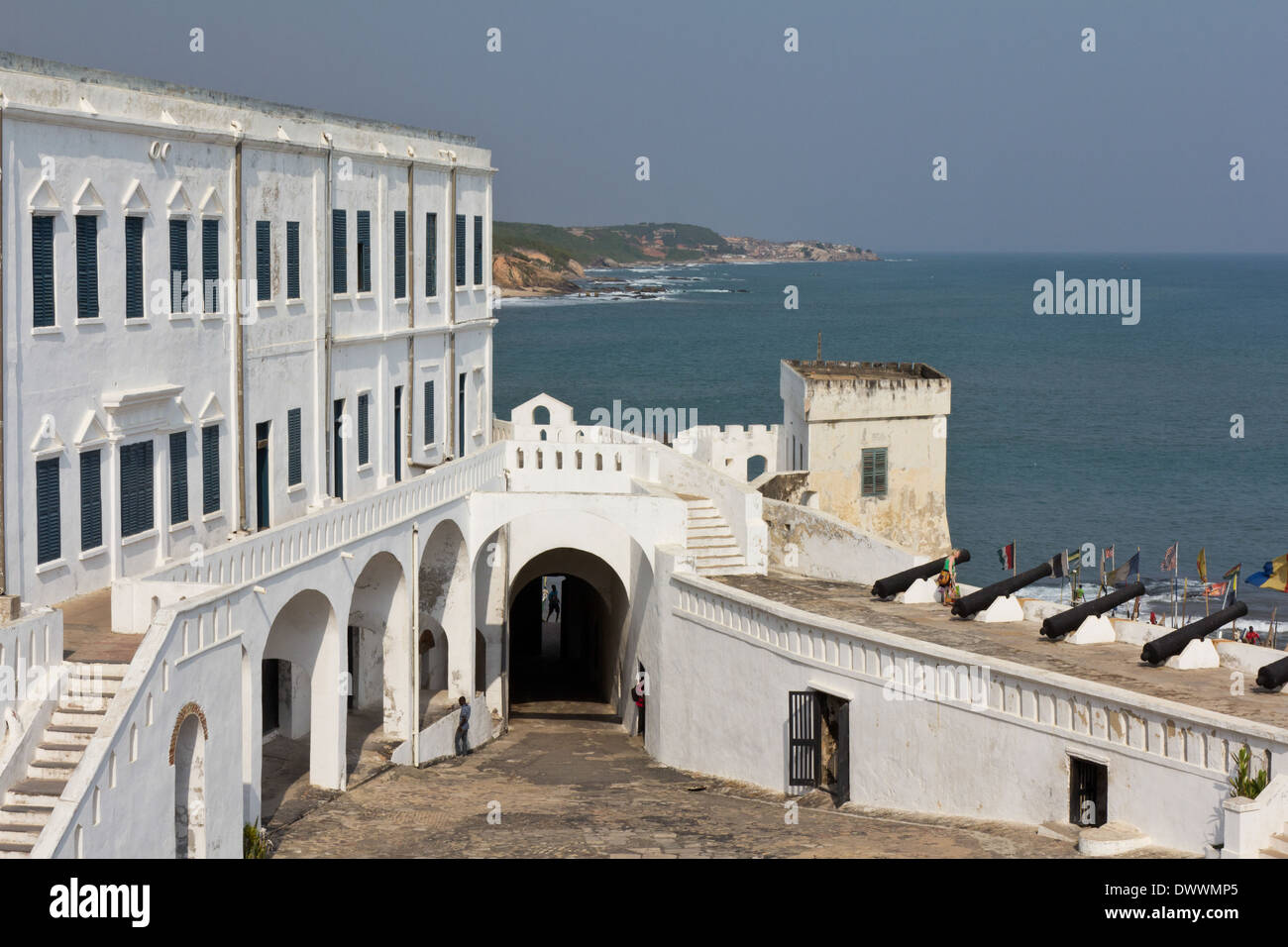 Gate of No Return, ramparts and cannons in Cape Coast Castle, Cape Coast, Ghana Stock Photo