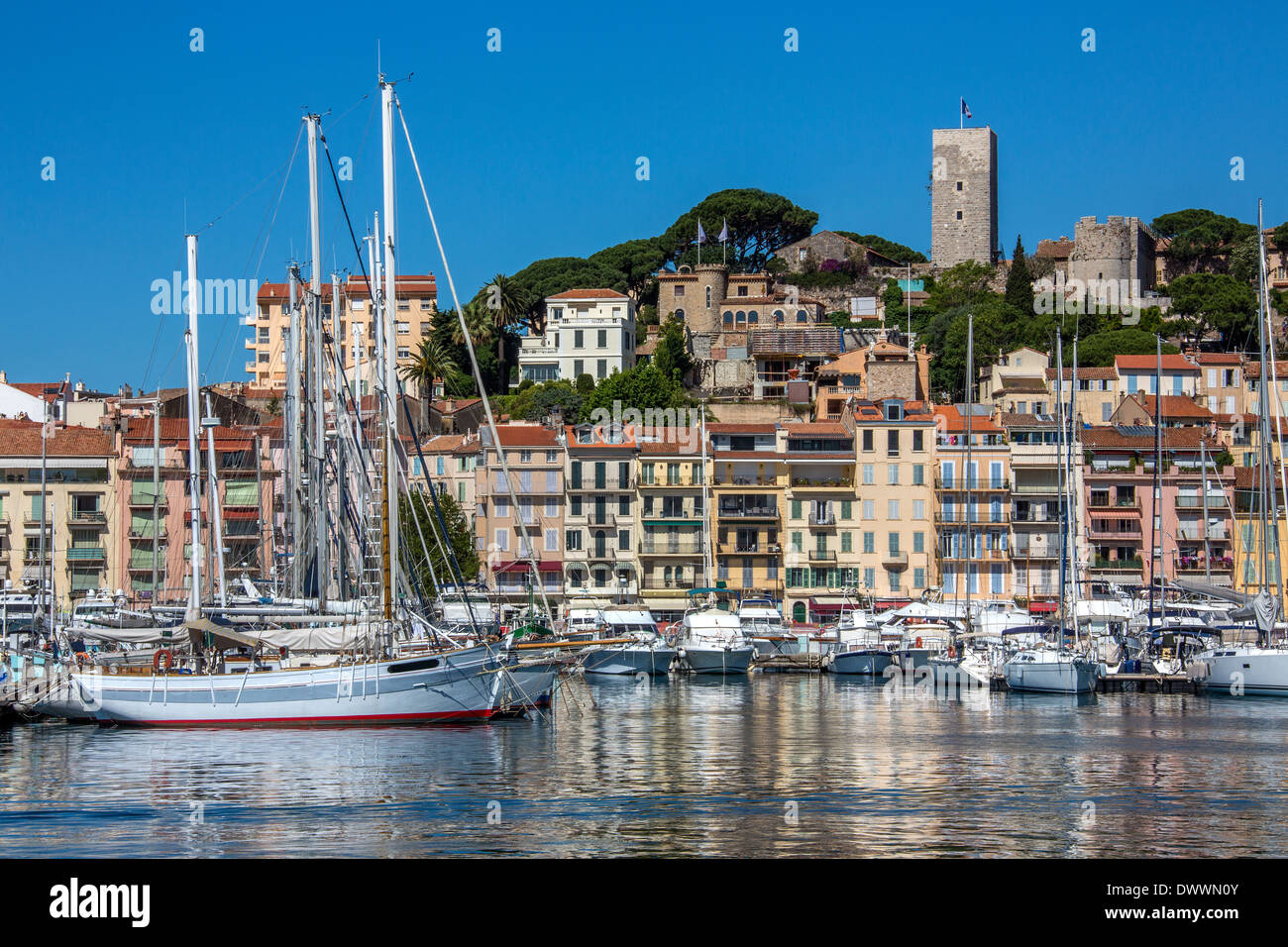 The harbor in Cannes old town on the Cote d'Azur in the South of France. Stock Photo