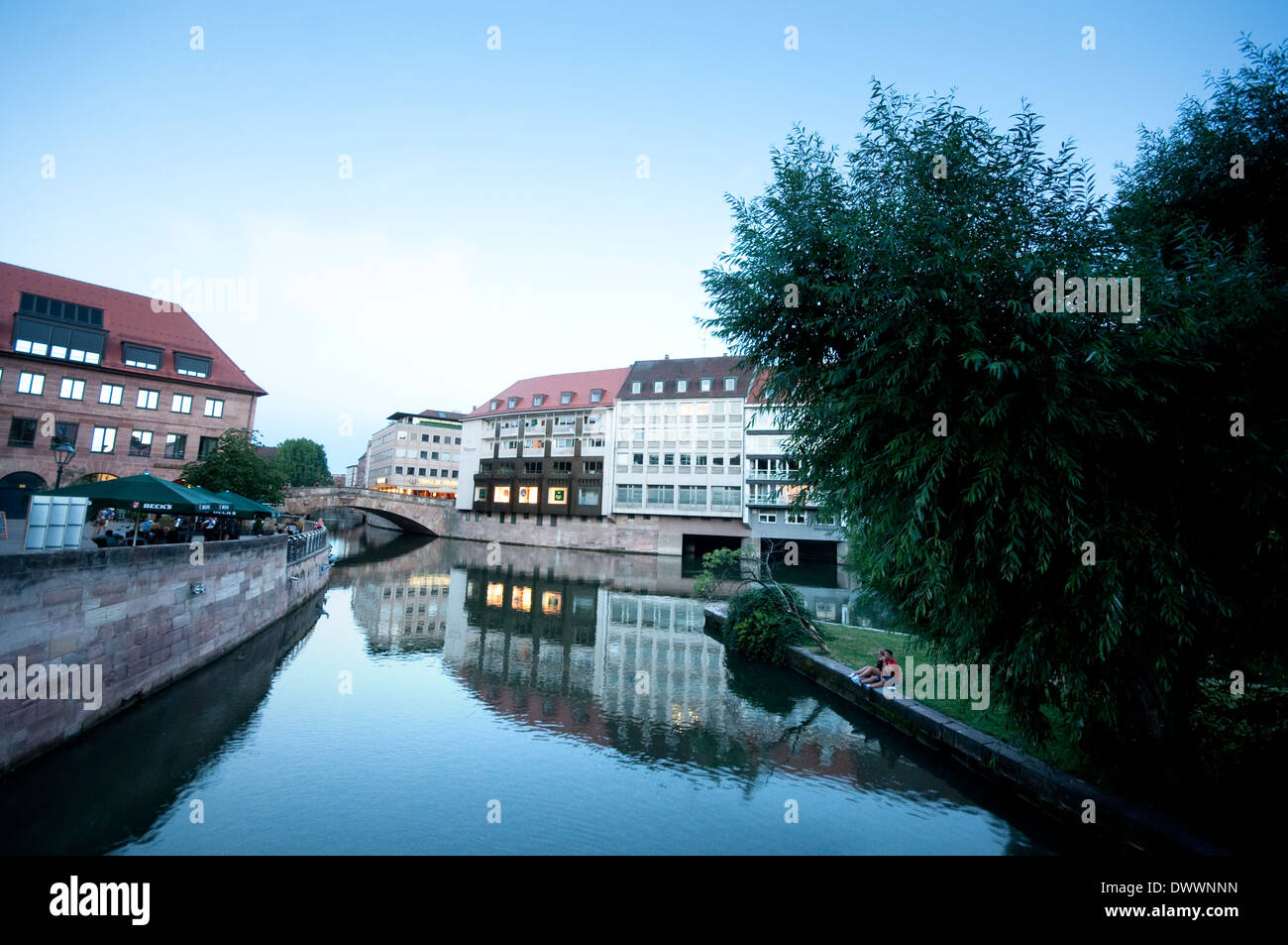 Germany, Bavaria, Nuremberg, River Pegnitz. Stock Photo