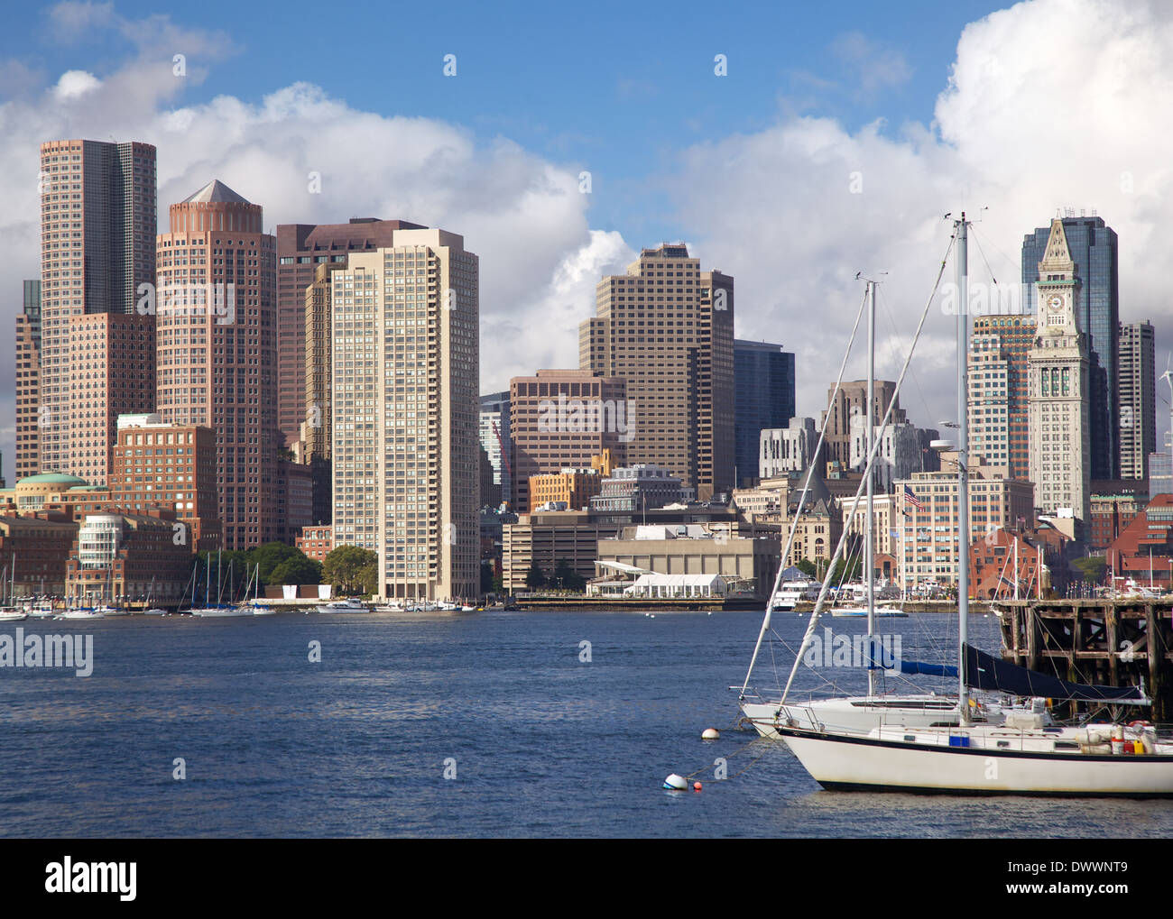 Boston skyline, Atlantic Ocean Stock Photo Alamy