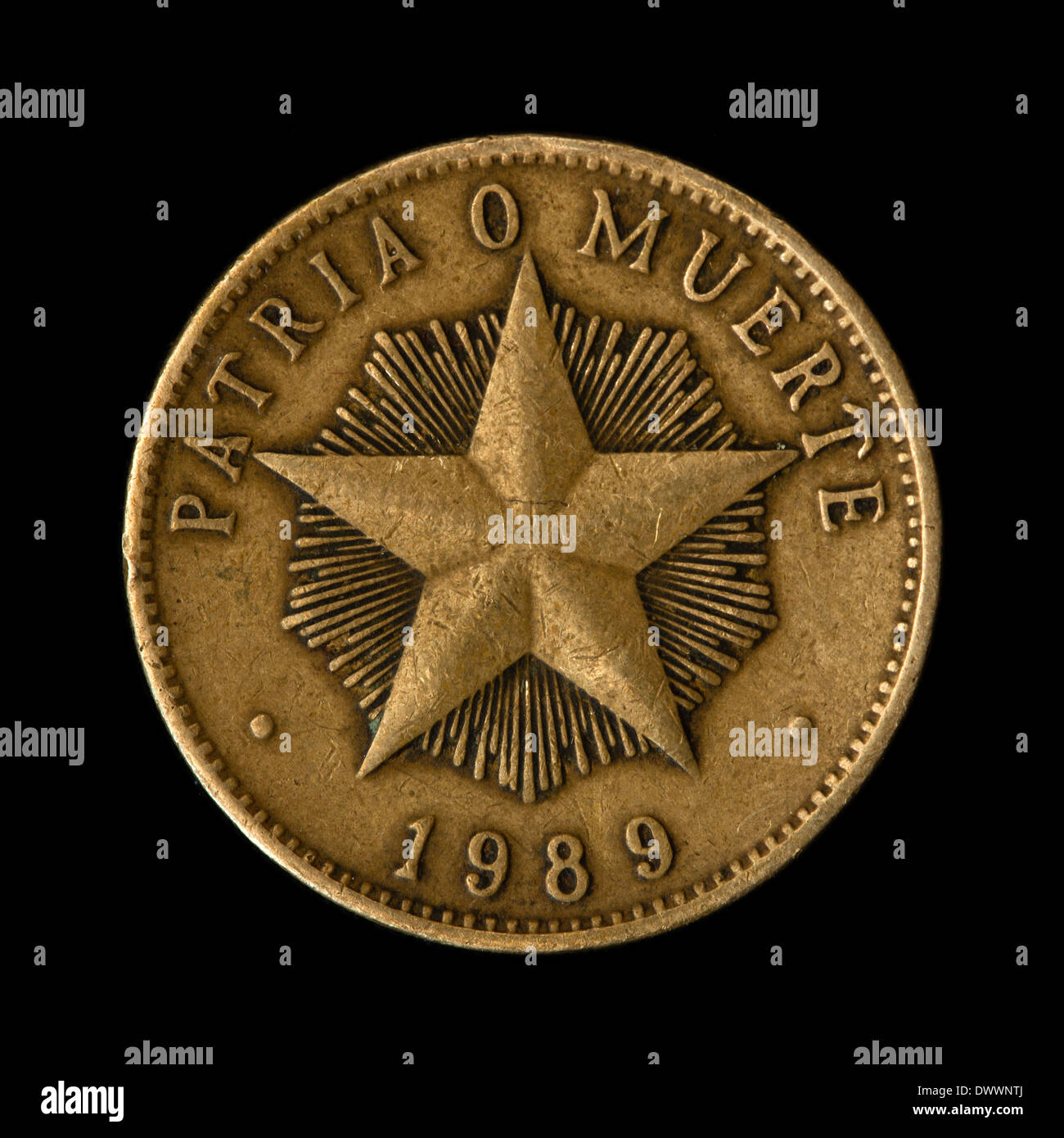 Patria o muerte - one cuban peso coin Stock Photo