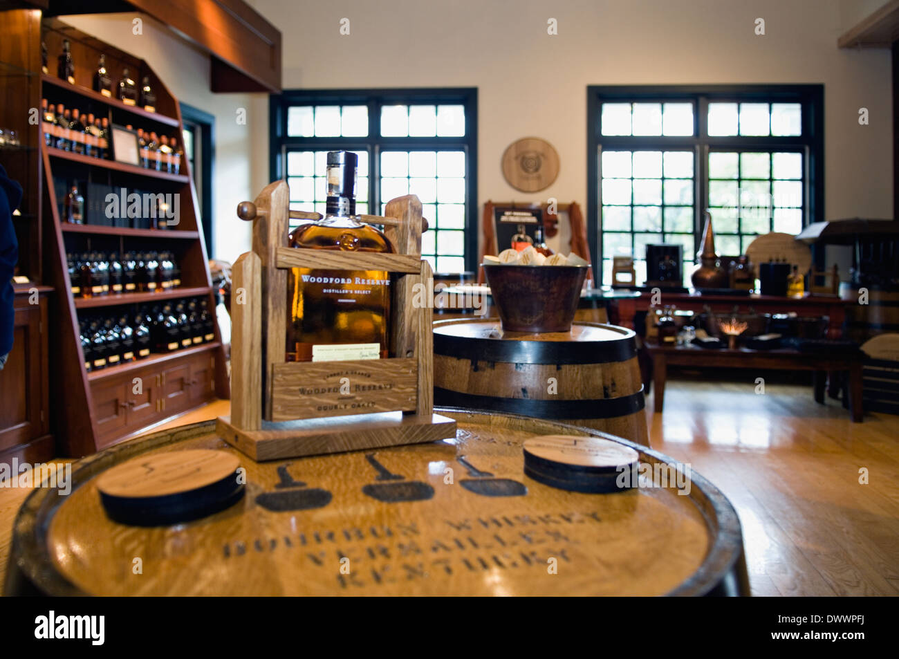 Gift Shop at the Woodford Reserve Distillery Visitor Center in Woodford County, Kentucky Stock Photo