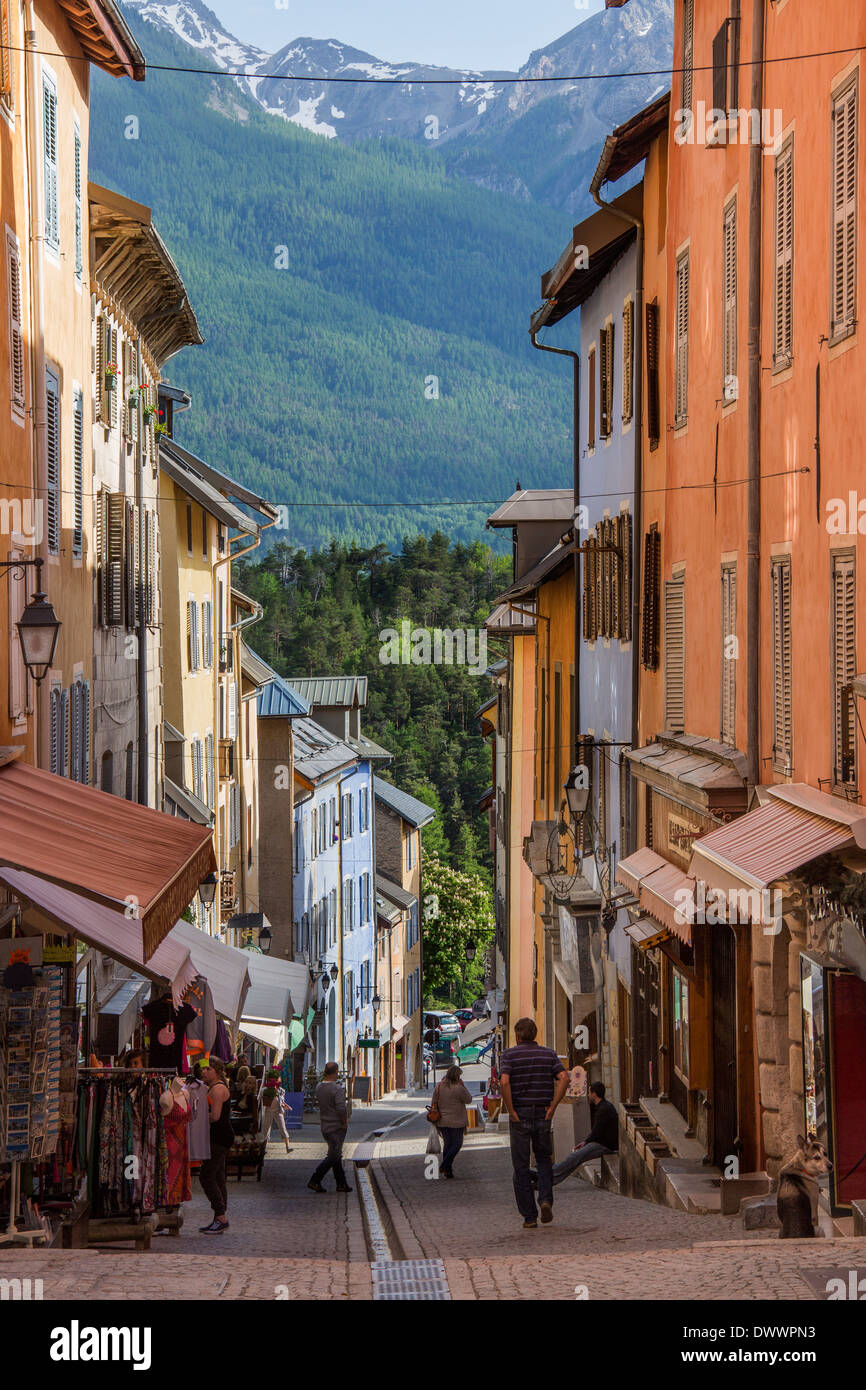 Street in the old fortified city of Briancon in the Provence-Alpes-Côte d'Azur region in southeastern France Stock Photo