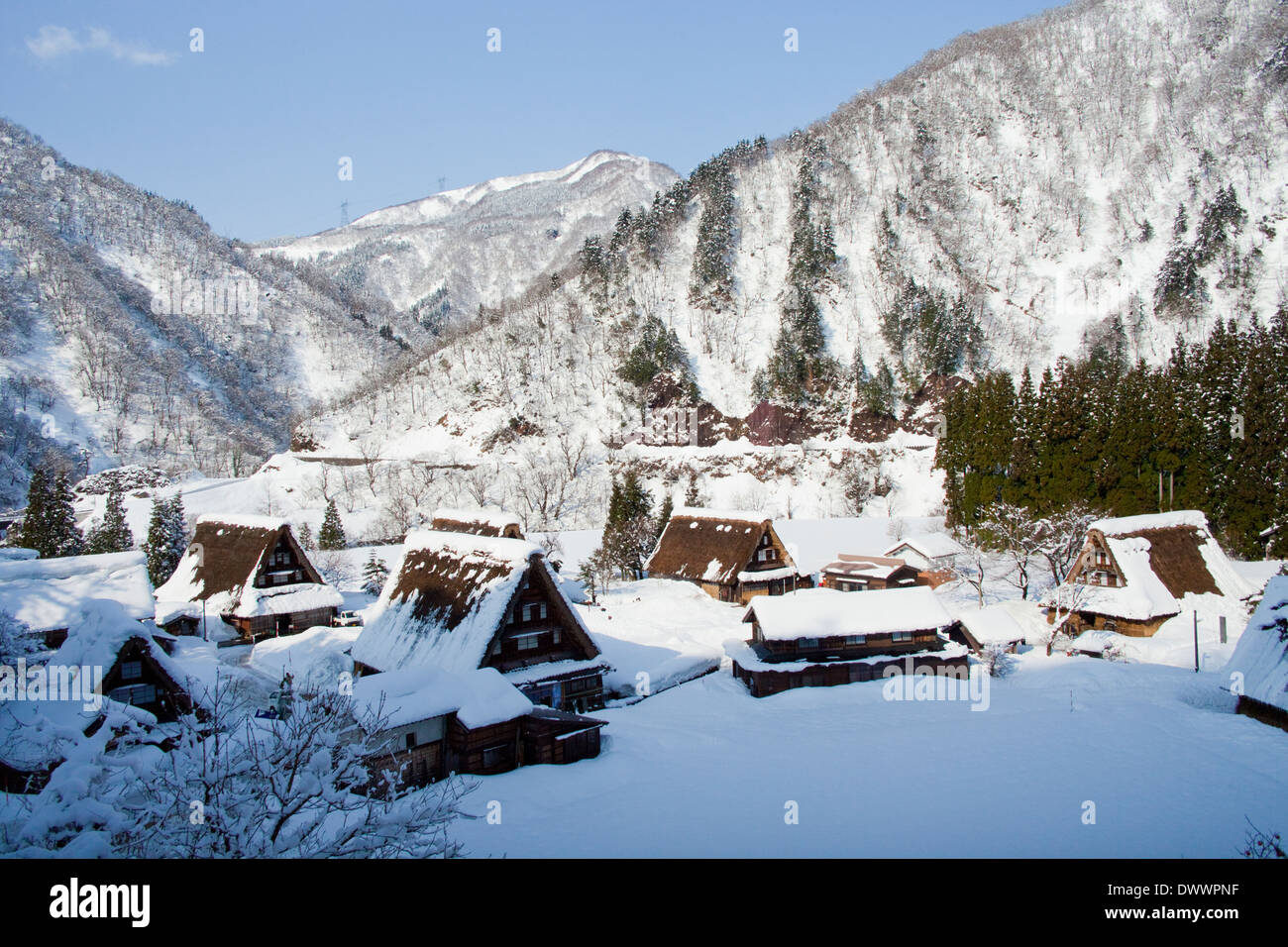 Shirakawa Village in winter, Gifu Prefecture, Japan Stock Photo