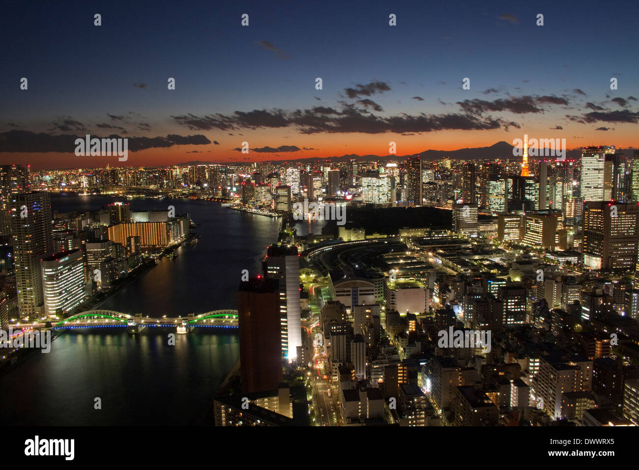 Tokyo cityscape at night, Tokyo, Japan Stock Photo