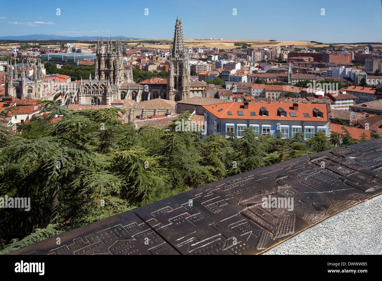 Burgos Cathedral and the city of Burgos in the Castilla-y-Leon region of northern Spain. Stock Photo