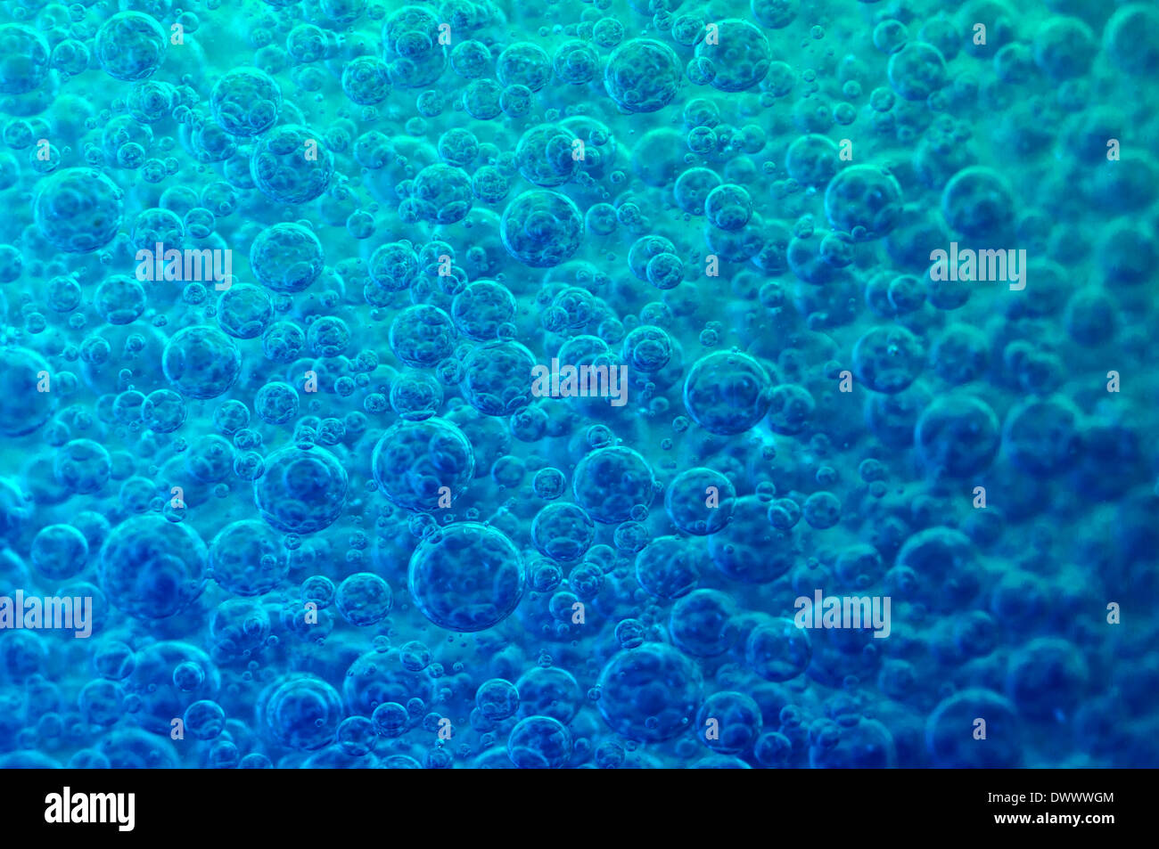 Blue fluid with many air bubbles Stock Photo Alamy
