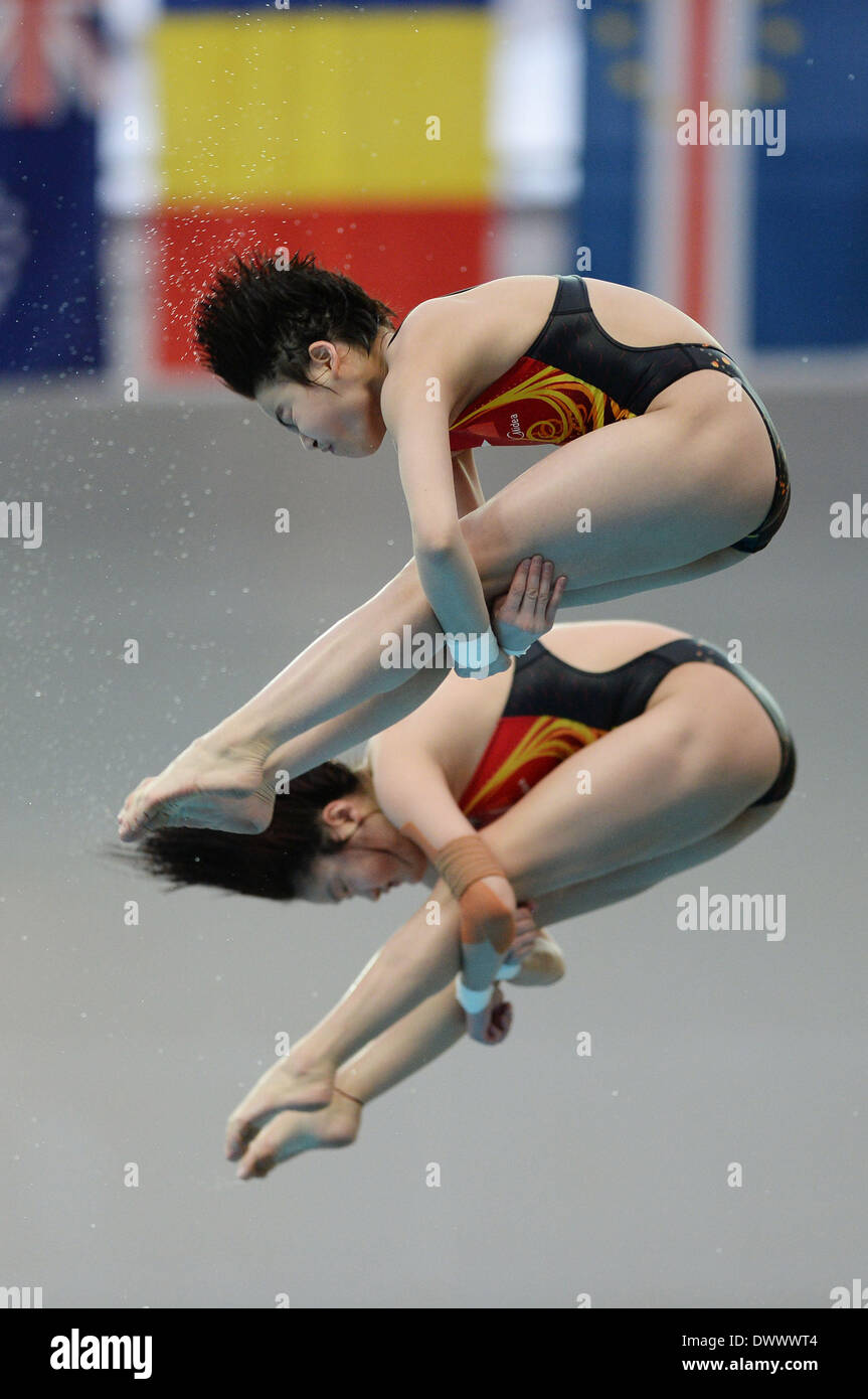 Beijing, China. 14th Mar, 2014. Chen Ruolin/Liu Huixia of China compete ...