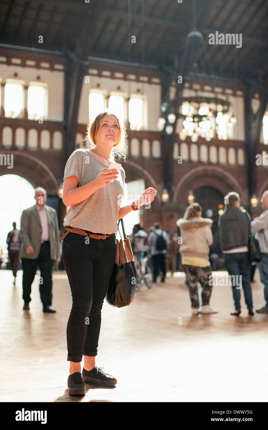 Woman stood on train hi-res stock photography and images - Alamy
