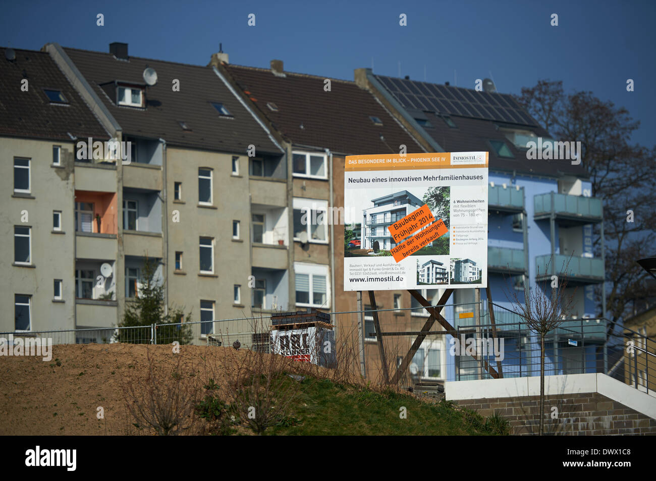 New Houses are build next to the PhoenisSee in Dortmund, Germany, 11.03.2014 on the area of a