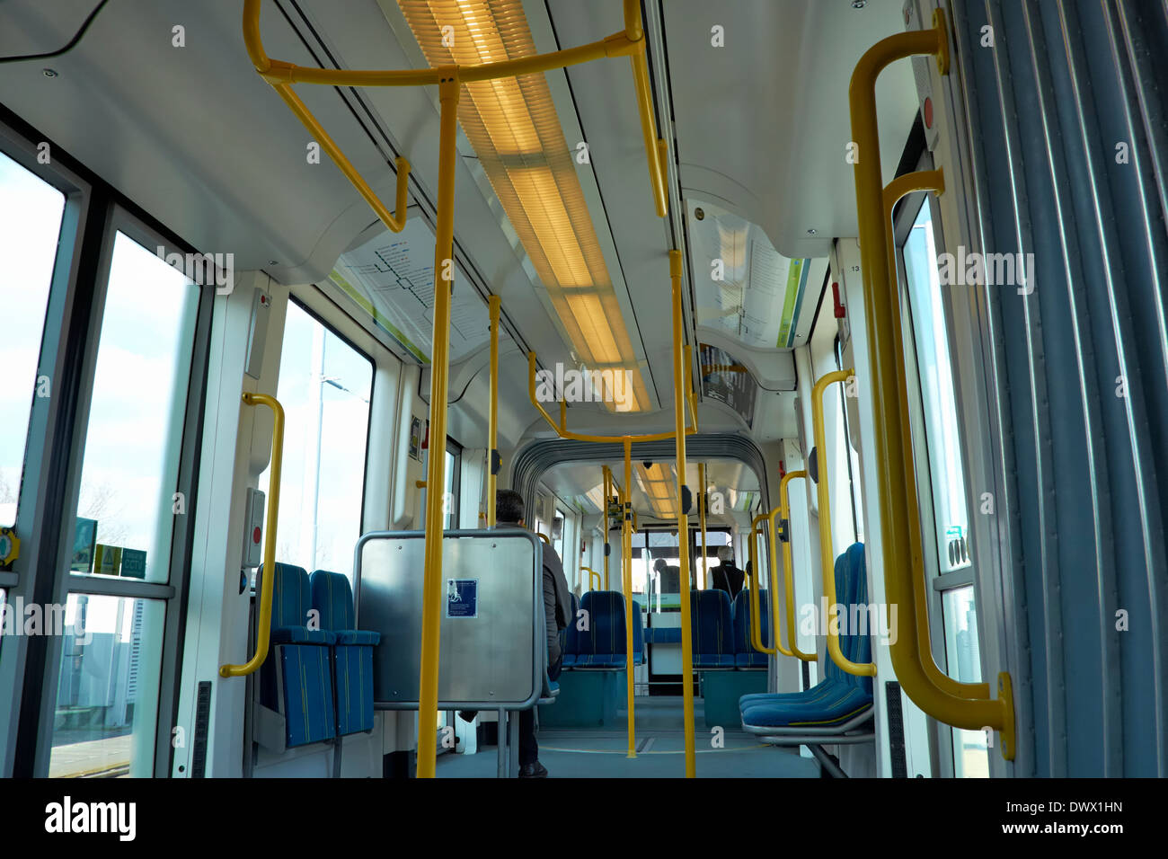 Interior of Nottingham express transit tram England uk Stock Photo