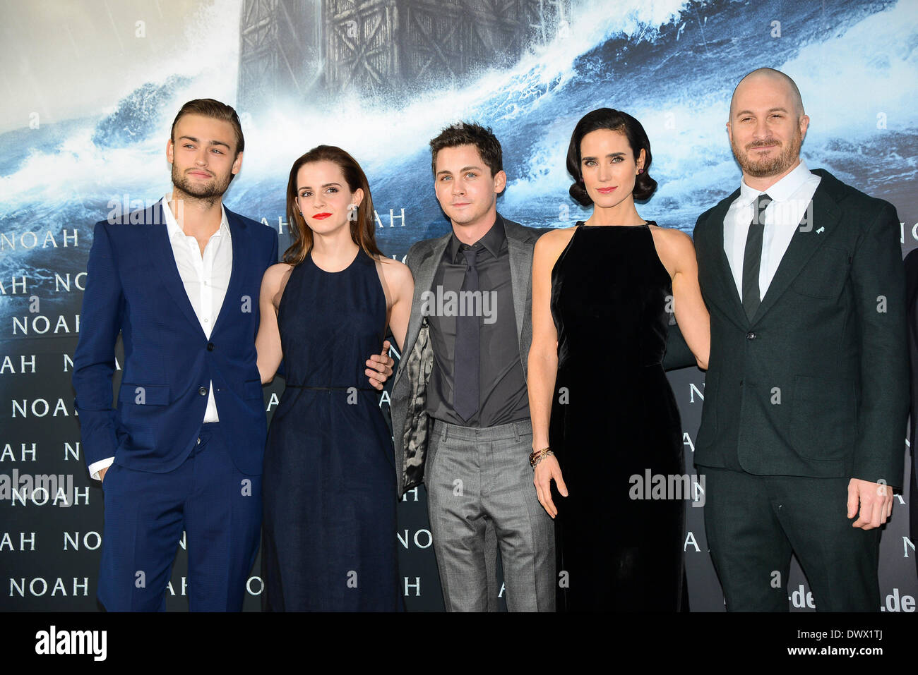 Berlin, Germany. 13th Mar, 2014. Darren Aronofsky, Jennifer Connelly, Emma Watson, Douglas Booth, Logan Lerman Germany premiere of the film Noah in Zoopalast cinema on Thursday 13th March 2014 in Berlin Credit:  dpa picture alliance/Alamy Live News Stock Photo