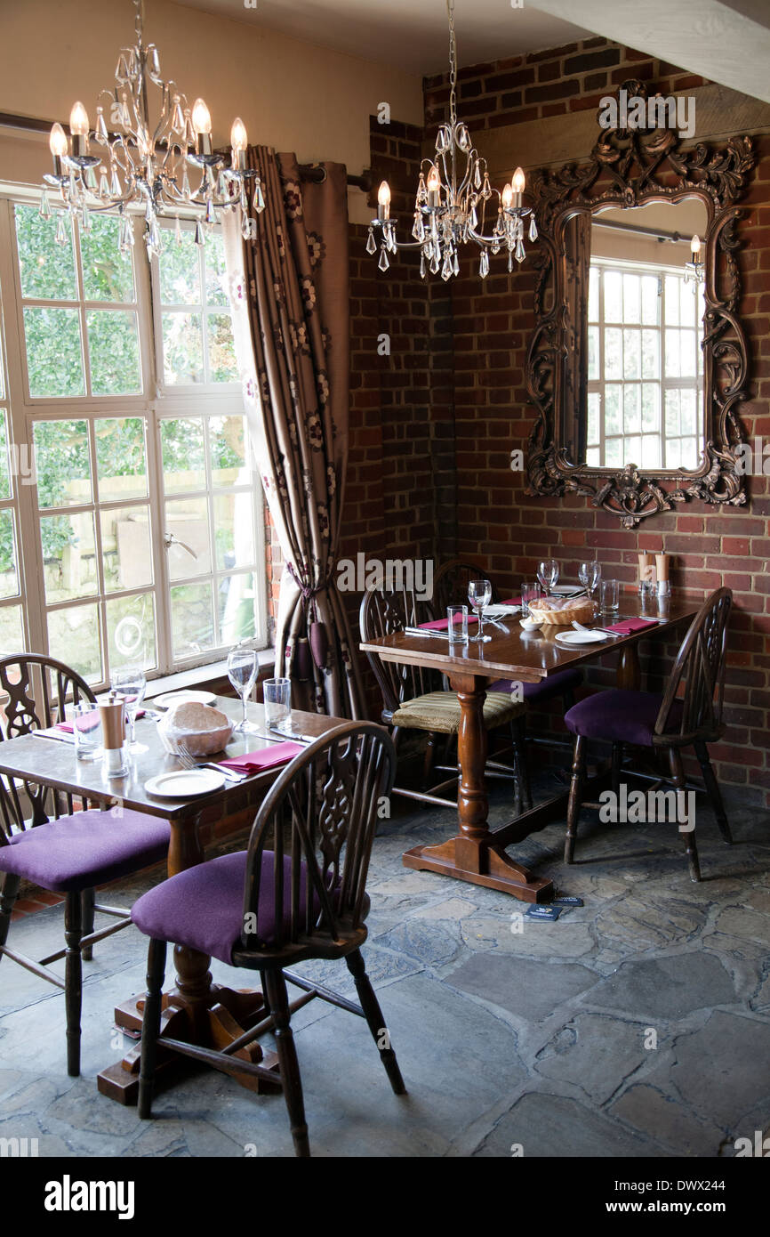 The Frog Pub and Restaurant Tables in Skirmett in Buckinghamshire - UK Stock Photo