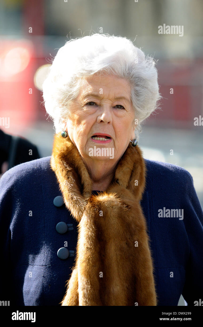 Betty Boothroyd [Baroness Boothroyd]. Former Speaker of the House of Commons [at memorial Service for David Frost, London, 2014] Stock Photo