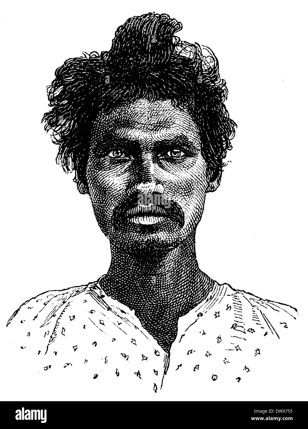 Portrait of a Coolies from Madras Stock Photo