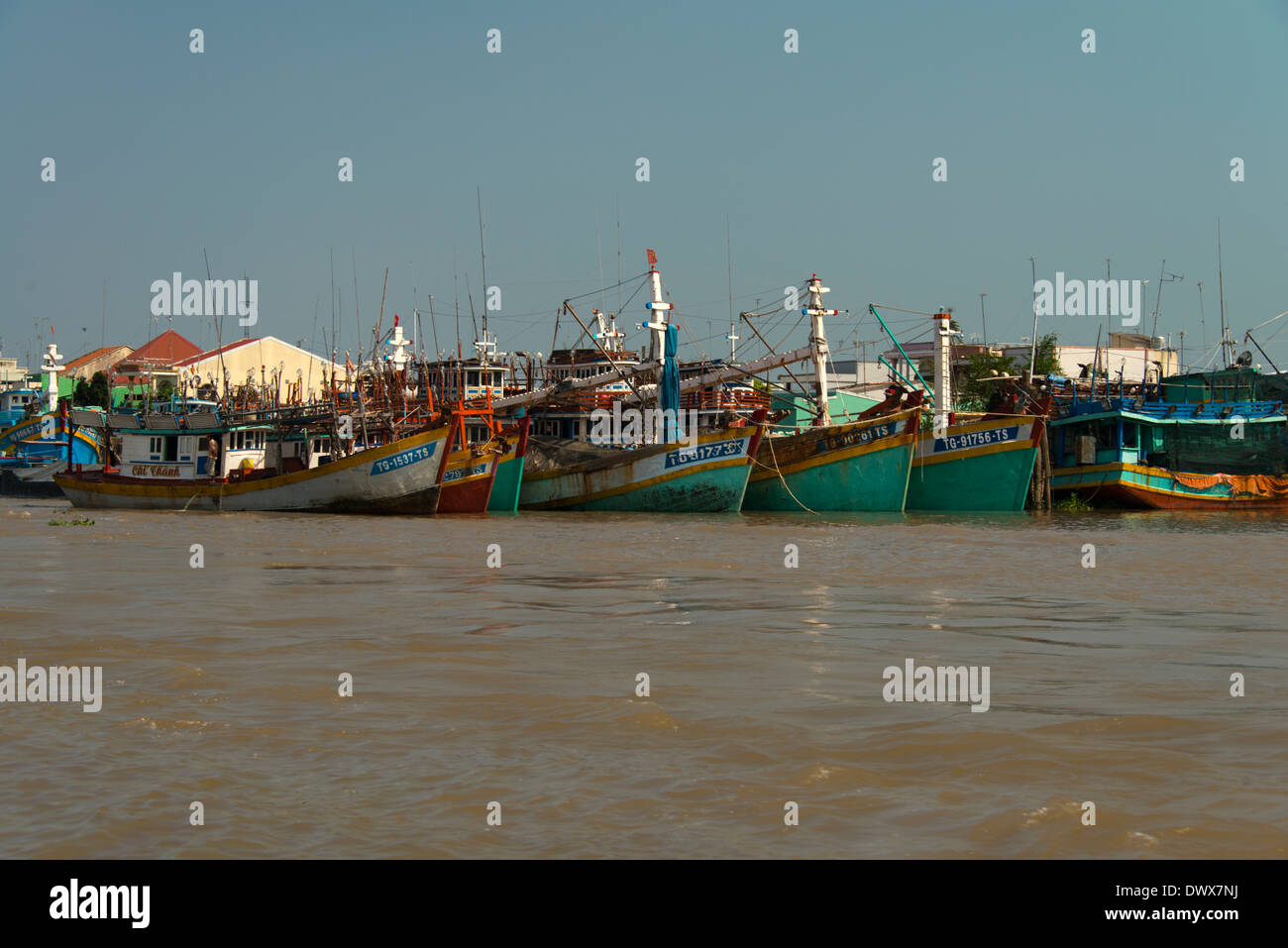 Fishing boats in the Mekong Delta Stock Photo