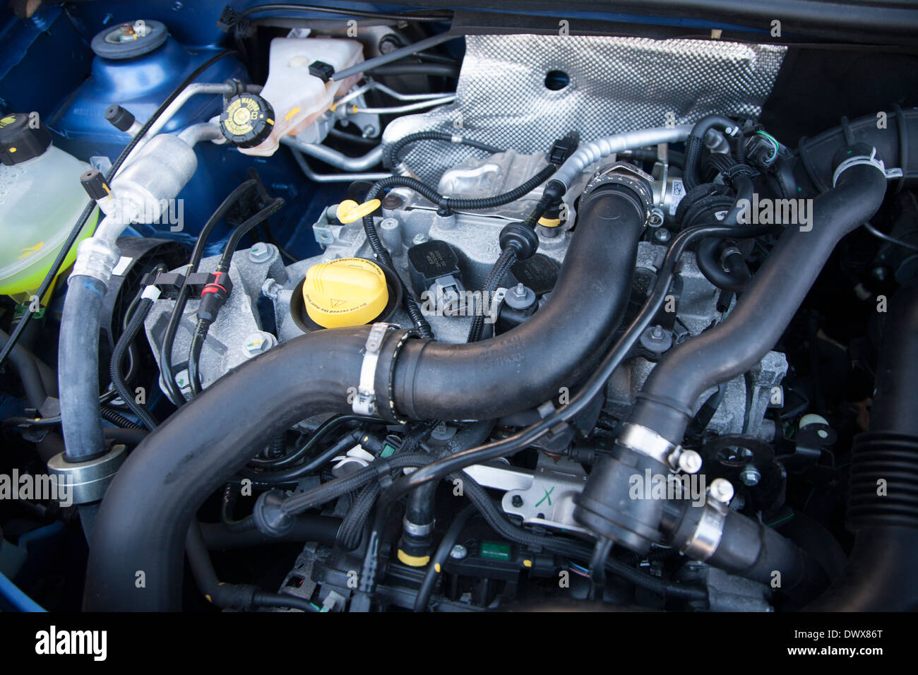 Detail Dacia Sandero Laureate TCe petrol car engine Stock Photo