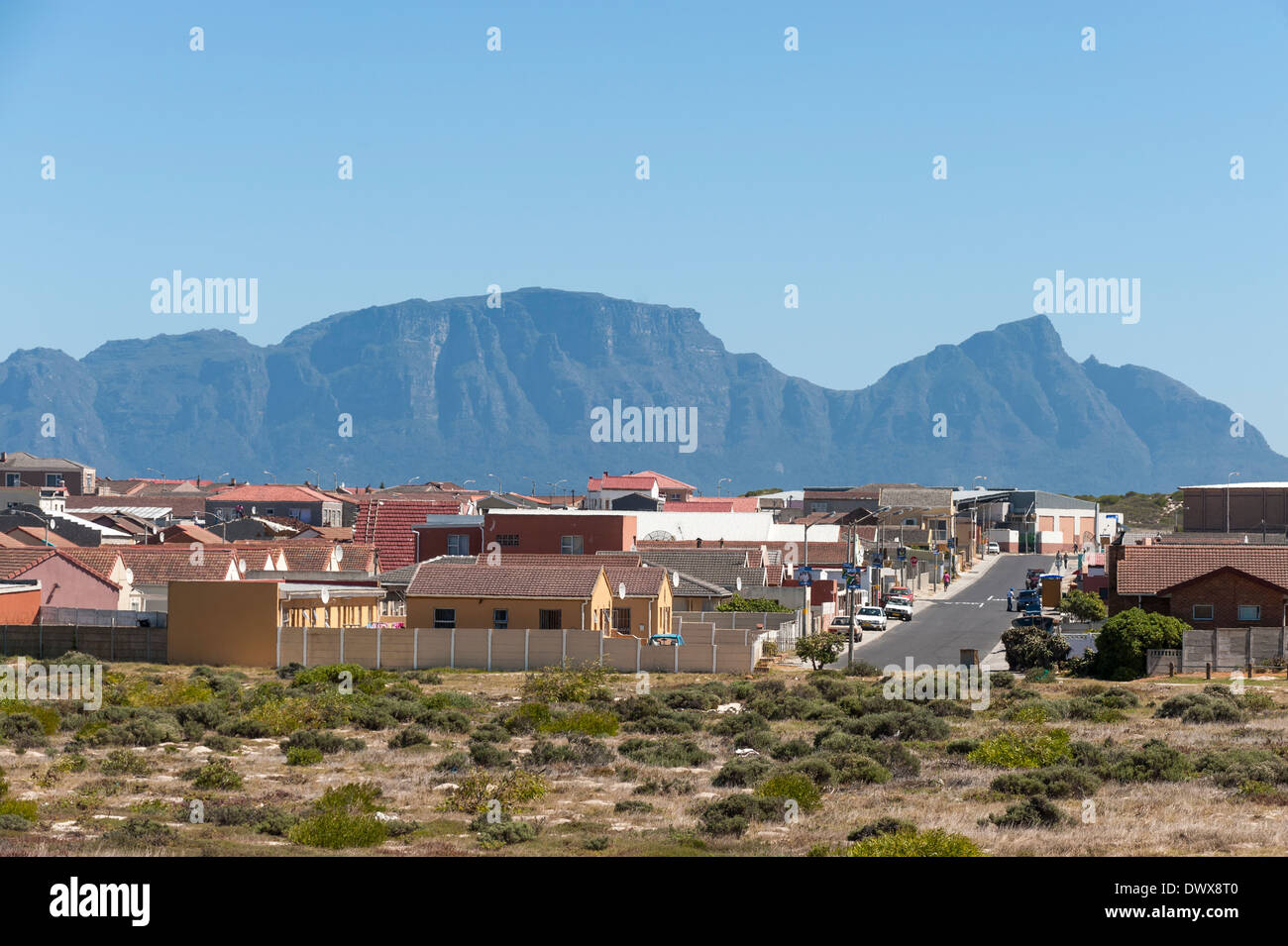 Housing development in township of Mitchel's Plain, Cape Town, Western Cape, South Africa Stock Photo