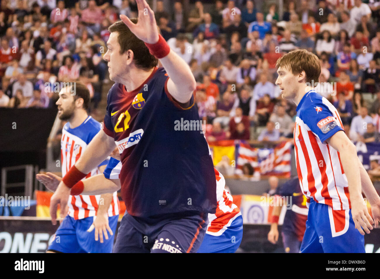 1/4 final EHF cup Atletico Madrid Handball - FC Barcelona, Palacio Vista Alegre, Madrid Stock Photo
