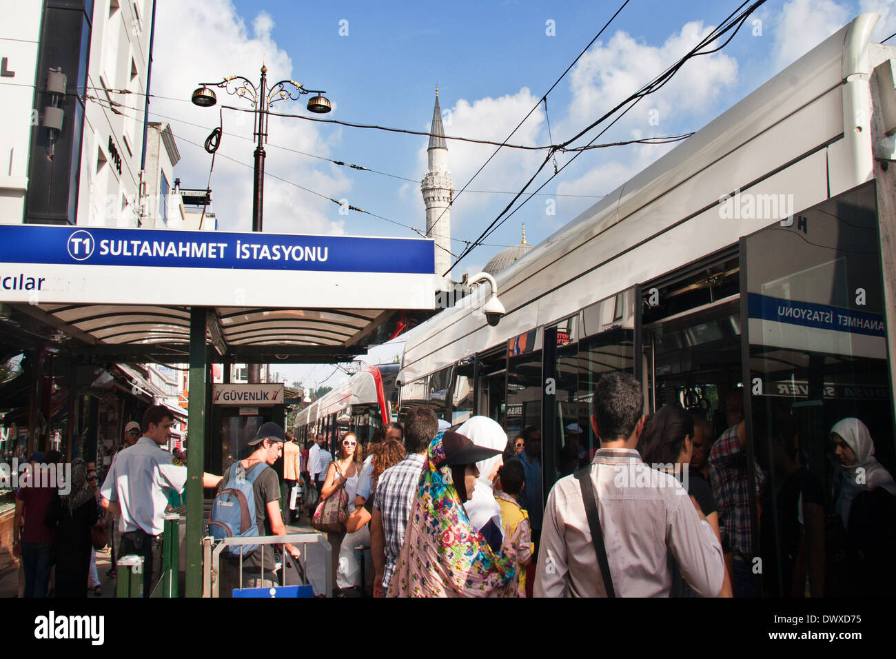 Tram station in Sultanahmet; Istambul Stock Photo