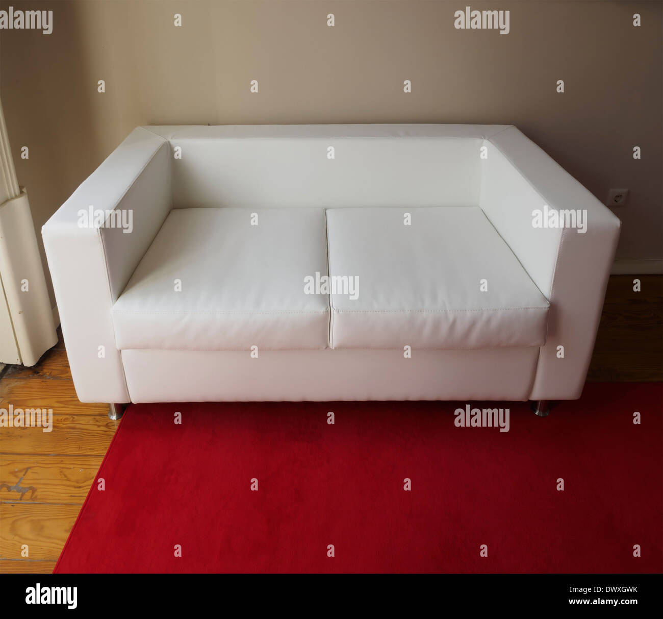 White leather sofa Stock Photo