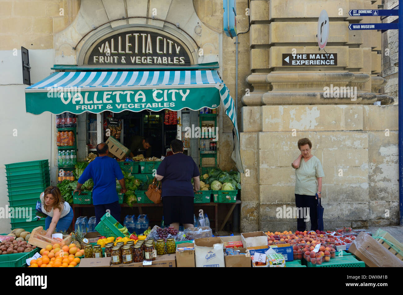 Valletta city fruit and vegetable store, Malta Stock Photo