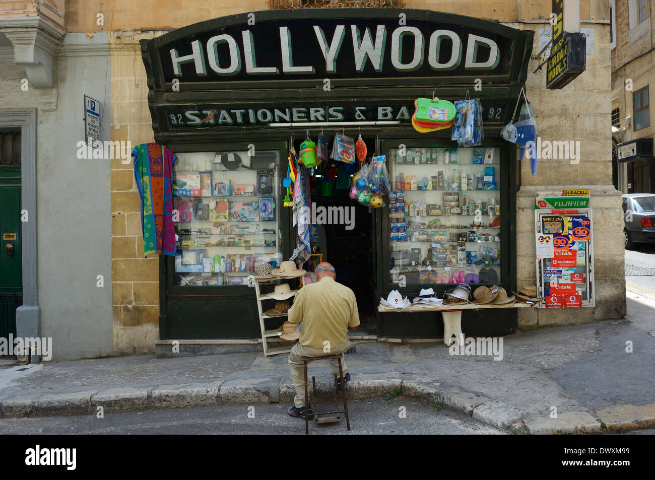 Hollywood Stationers and Bazaar. Corner shop Valletta Malta Stock Photo
