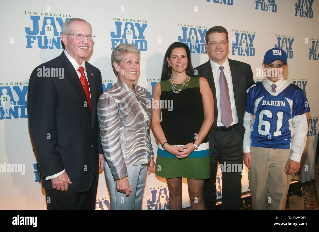 Tom Coughlin, Judy Coughlin, Diane Arledge, Curtis Arledge and son, A.J