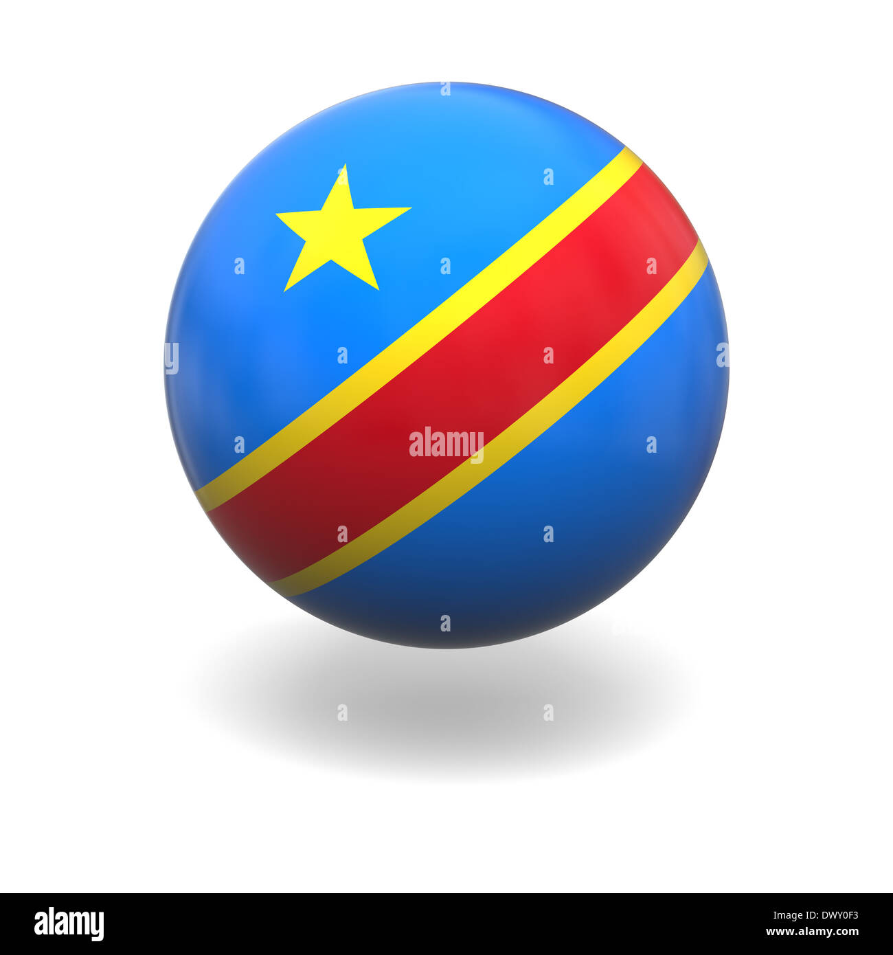 National flag of Democratic Republic Congo on sphere isolated on white ...