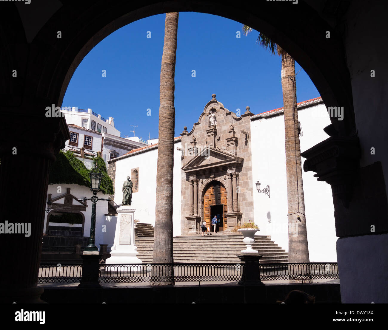 The entrance of the church El Salvador at Santa Cruz, La Palma, Canary Islands, Spain Stock Photo